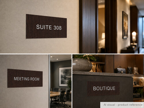 Dark walnut two color engraving sheet for hotel office and boutique signs